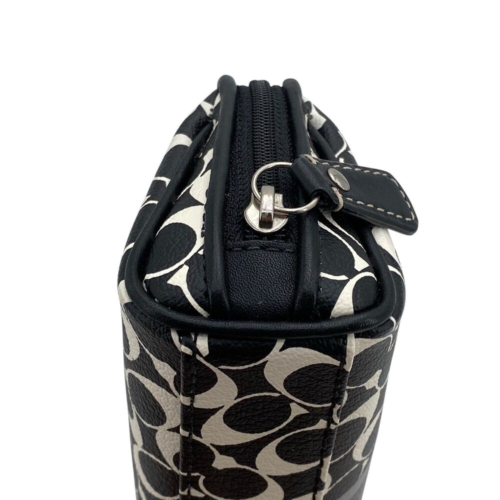 Coach Heritage Signature Logo Coated Canvas Cosmetic‎ Bag - Picture 9 of 12